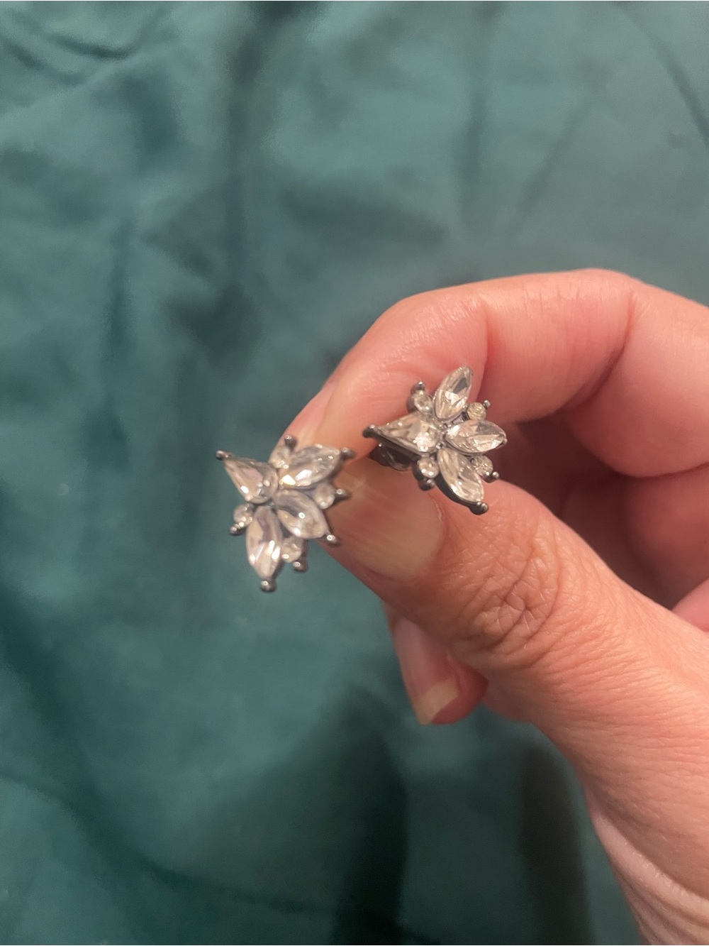 Crystal Floral Stud Earrings - White